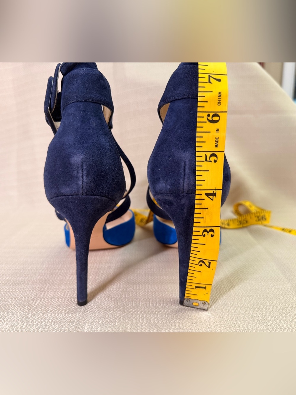 Nine West Two-Tone Blue Suede Pointed-Toe Strappy High Heel - Picture 8 of 9